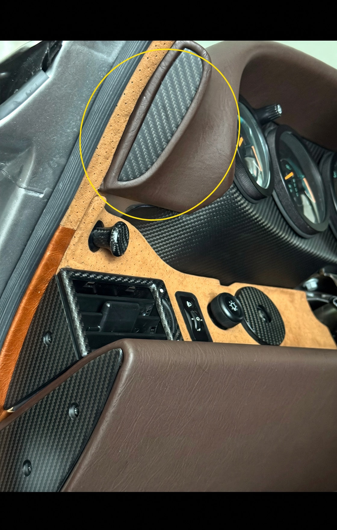 Carbon fiber upper dashboard end cap trim(autoclave) (pair)